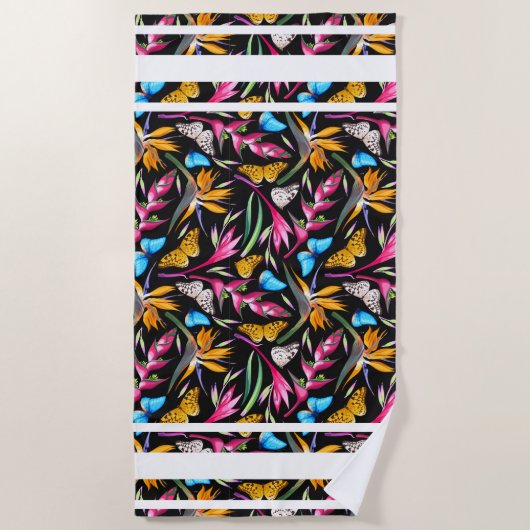 Tropische orchideeën en vlinders strandlaken (Voorkant)