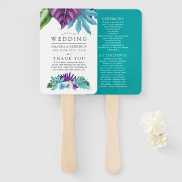 Tropische orchideeën Geometric Wedding Programme Handwaaier
