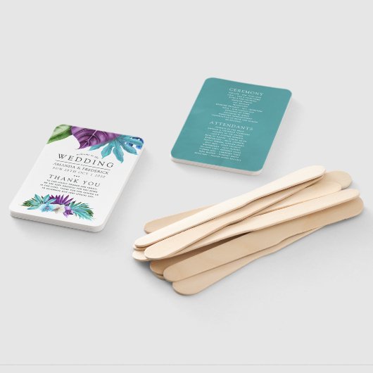 Tropische orchideeën Geometric Wedding Programme Handwaaier (Niet-gemonteerd)