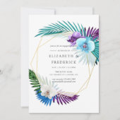 Tropische Orchideeën Geometrische Engagement Party Kaart (Voorkant)