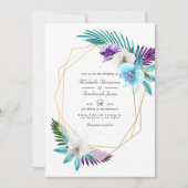 Tropische orchideeën Geometrische QR-code RSVP Wed Kaart (Voorkant)