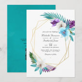 Tropische orchideeën Geometrische QR-code RSVP Wed Kaart (Voorkant / Achterkant)