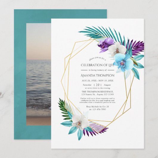 Tropische orchideeën Geometrische viering van het Kaart (Voorkant / Achterkant)