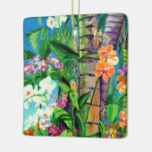 Tropische orchideeën met palmbomen keramisch sierl keramisch ornament (Links)