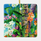 Tropische orchideeën met palmbomen keramisch sierl keramisch ornament (Voorkant)