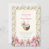 Tropische orchideeën met Pina Colada | poolparty Kaart (Voorkant)