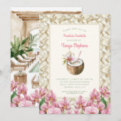 Tropische orchideeën met Pina Colada | poolparty Kaart (Voorkant / Achterkant)