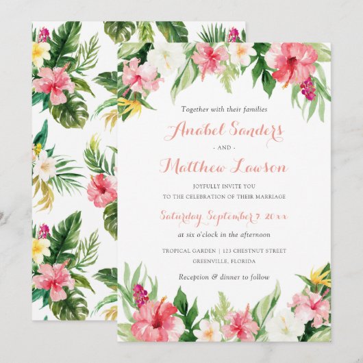 Tropische orchideeën palm leves Weddenschap Kaart (Voorkant / Achterkant)