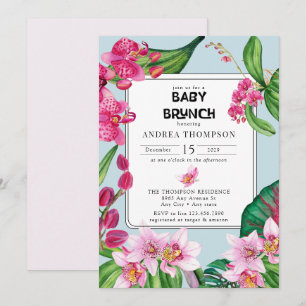 Tropische orchideeën Roze bloemen baby shower Kaart
