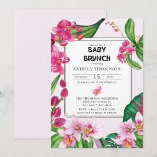 Tropische orchideeën   Roze bloemen baby shower Kaart