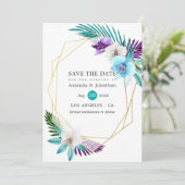 Tropische orchideeën stranden Geometrisch Save The Date (Staand voorkant)