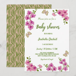 Tropische Orchideeën Vlinder Baby Shower Uitnodigi Kaart