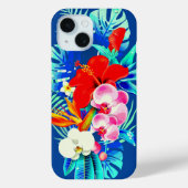 Tropische orchideeënpalmbladeren blauw Hawaiiaans  Case-Mate iPhone Case (Achterkant)