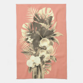 Tropische orchideeënpalmbladeren Perzik Hawaïaans Theedoek (Verticaal)