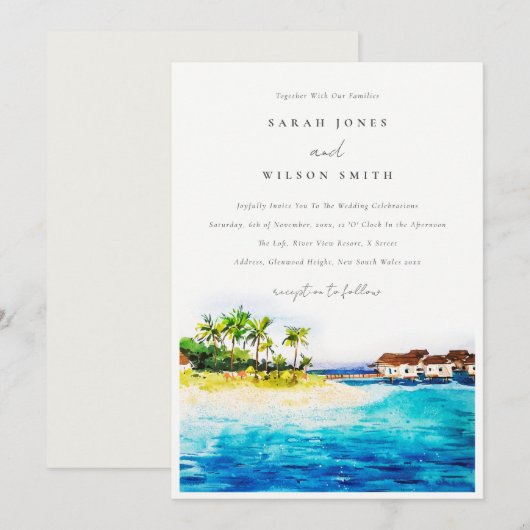 Tropische Overwater Villa Zeelandschap Strand Brui Kaart (Voorkant / Achterkant)