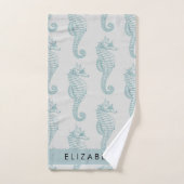 Tropische paarden, zeepaardpatroon, Jouw naam Bad Handdoek (Handdoek)