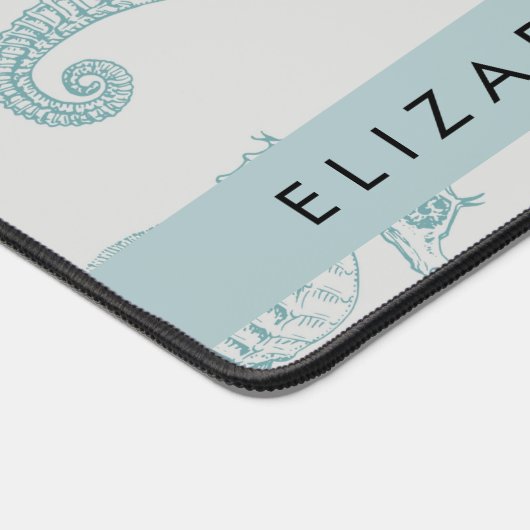 Tropische paarden, zeepaardpatroon, Jouw naam Bureaumat (Hoek)