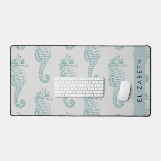 Tropische paarden, zeepaardpatroon, Jouw naam Bureaumat (Keyboard & Muis)