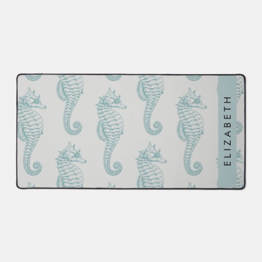 Tropische paarden, zeepaardpatroon, Jouw naam Bureaumat (Voorkant)