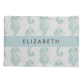 Tropische paarden, zeepaardpatroon, Jouw naam Kussensloop (Achterkant)