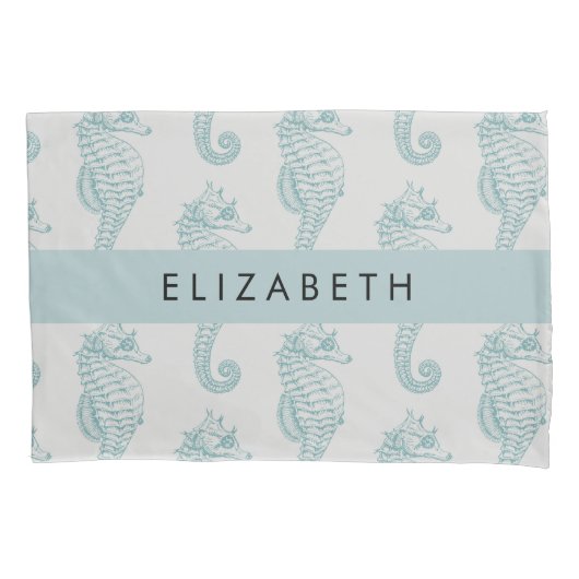 Tropische paarden, zeepaardpatroon, Jouw naam Kussensloop (Voorkant)