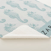 Tropische paarden, zeepaardpatroon, Jouw naam Sherpa Deken (3/4)