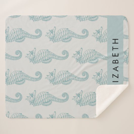 Tropische paarden, zeepaardpatroon, Jouw naam Sherpa Deken (Voorkant (horizontaal))