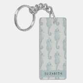 Tropische paarden, zeepaardpatroon, Jouw naam Sleutelhanger (Voorkant Links)