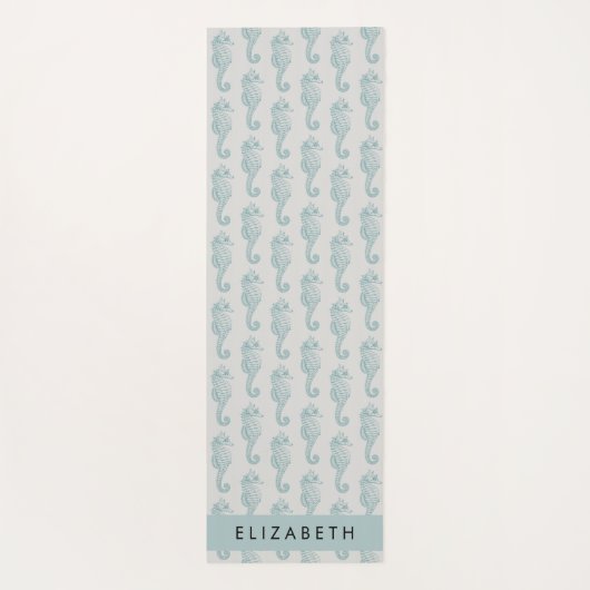 Tropische paarden, zeepaardpatroon, Jouw naam Yogamat (Achterkant)