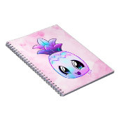 Tropische Paarse anananassetlaptop met handschrift Notitieboek (Rechterzijde)