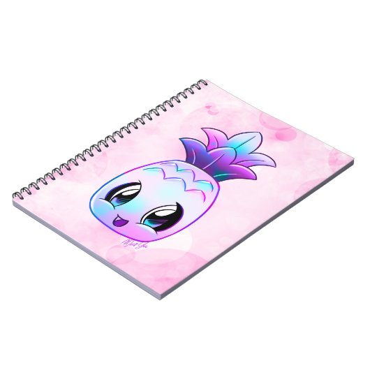 Tropische Paarse anananassetlaptop met handschrift Notitieboek (Linkerzijde)