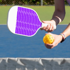 Tropische Paarse Art Deco Waves Wit Pet Streep Pickleball Paddle