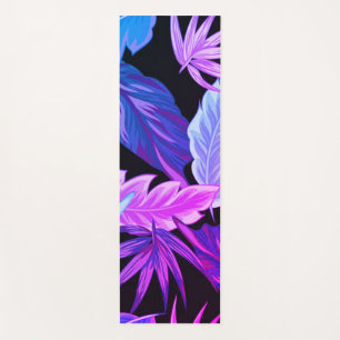 Tropische paarse botanische bladeren yogamat