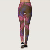 Tropische Paarse en blauwe bladeren Leggings (Achterkant)