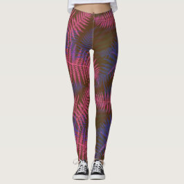 Tropische Paarse en blauwe bladeren Leggings