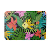 Tropische Paarse en groene botanische bloemen Badmat (Voorkant)