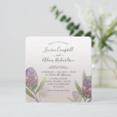 Tropische Paarse Floral Waterverf Weddin Kaart (Staand voorkant)