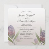 Tropische Paarse Floral Waterverf Weddin Kaart (Voorkant)