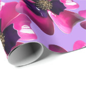 Tropische Paarse MOD Orchidee Bloem Groovy Hippie Cadeaupapier (Rol Hoek)