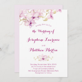 Tropische Paarse Orchidee bloem bruiloft uitnodigi Kaart