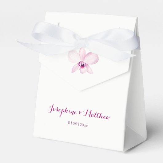 Tropische Paarse orchidee bloemenbruiloft Bedankdoosjes (Voorkant Zijde)
