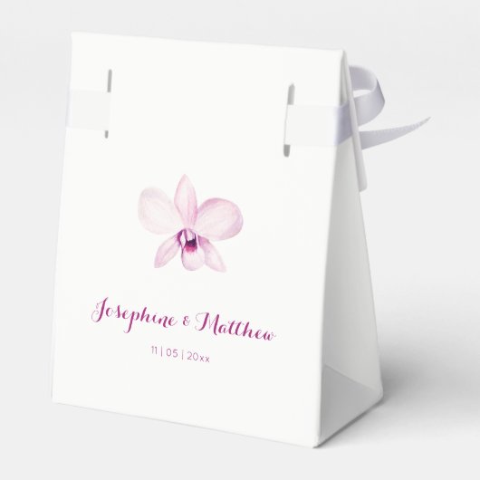 Tropische Paarse orchidee bloemenbruiloft Bedankdoosjes (Achterkant)