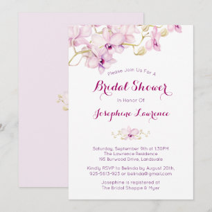 Tropische Paarse Orchidee Bridal Shower Invitation Kaart