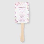 Tropische Paarse Orchidee bruiloft ceremonie progr Handwaaier (Voorkant)