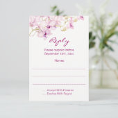 Tropische Paarse Orchidee Floral Reply Kaarten RSVP Kaartje (Staand voorkant)