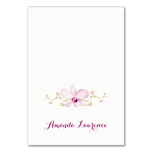 Tropische Paarse Orchidee Waterverf Place Cards Kaart (Voorkant)