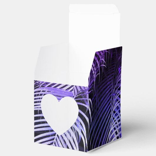 Tropische Paarse palmbladeren hart gunst doos Bedankdoosjes (Geopend)