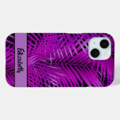 Tropische Paarse palmvaten op zwart-gepersonalisee Case-Mate iPhone Case (Achterkant (horizontaal))