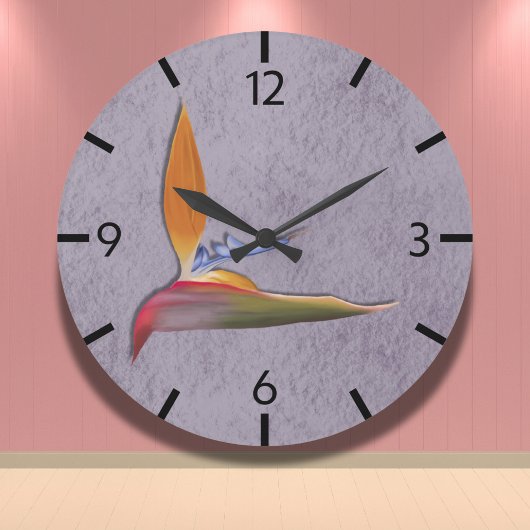 Tropische Paarse Paradijsvogel met de hand geteken Grote Klok