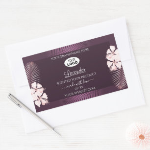 Tropische Paarse productlabels Hawaii Flowers Logo Rechthoekige Sticker